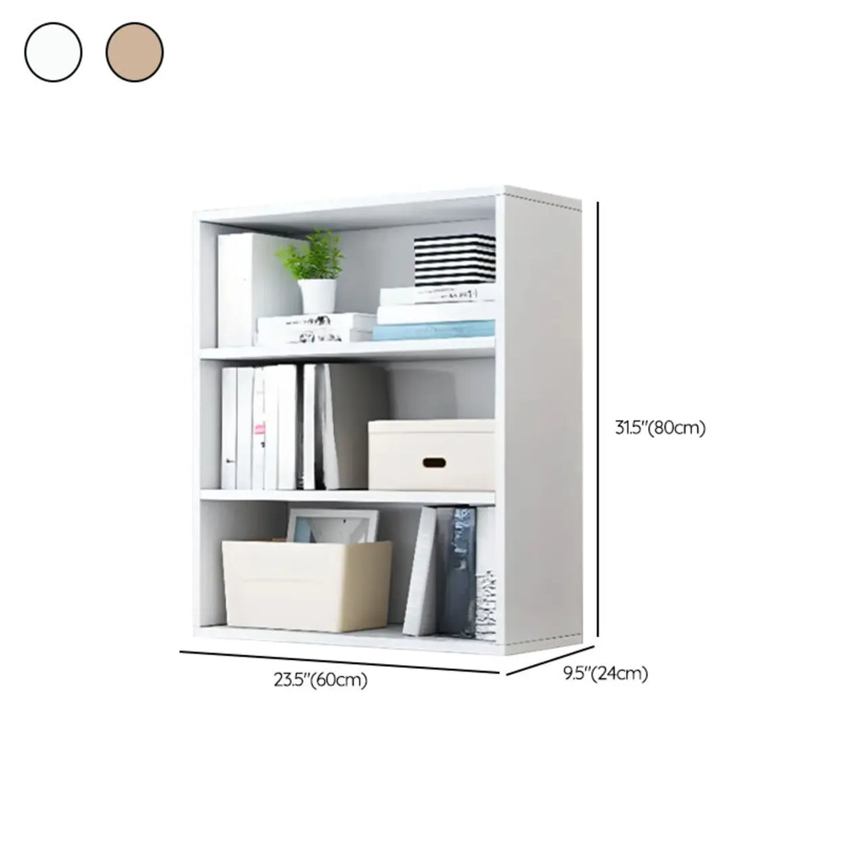 Modern Wood Vertical Barrister Storage Bookcase White 