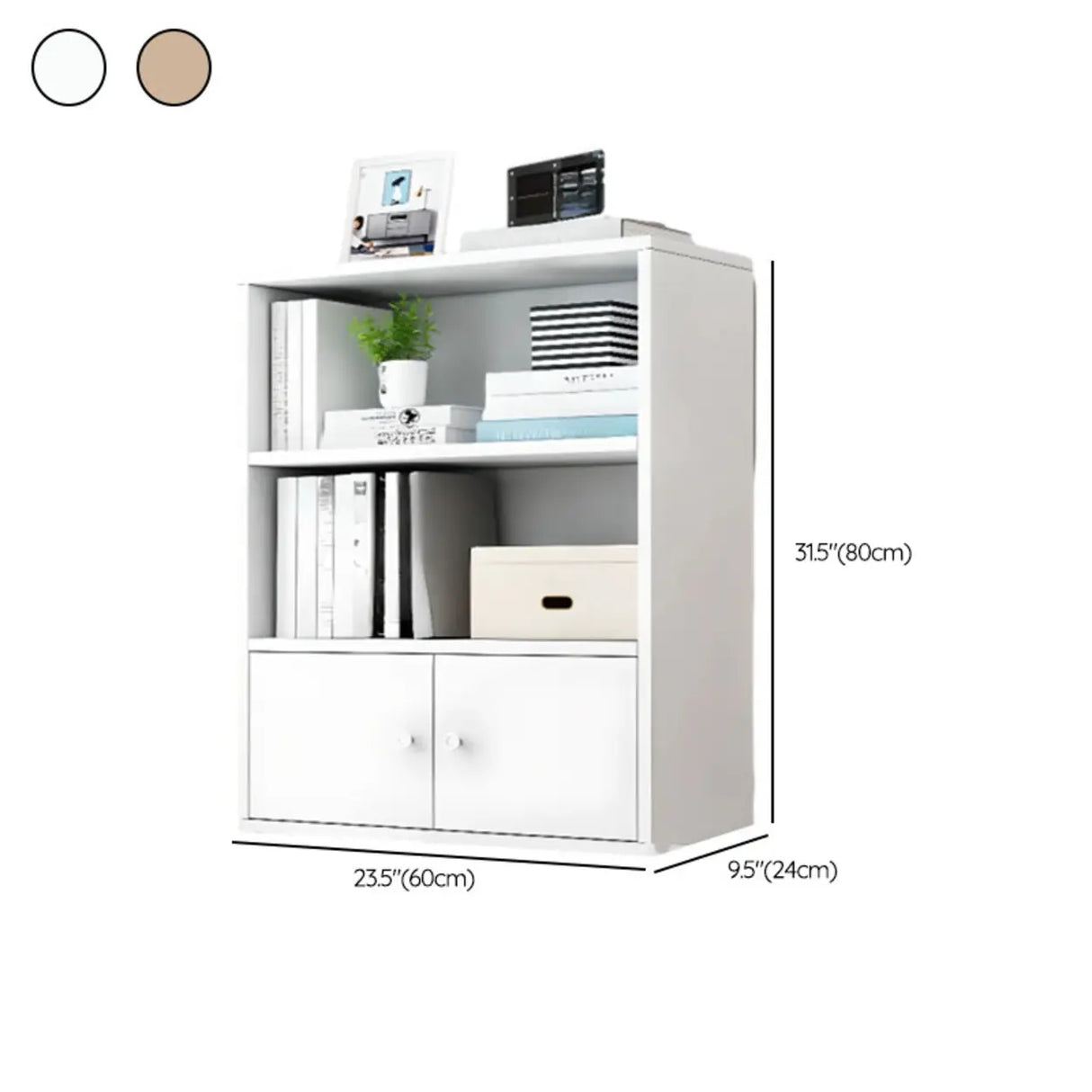 Modern Wood Vertical Barrister Storage Bookcase White Image - 37