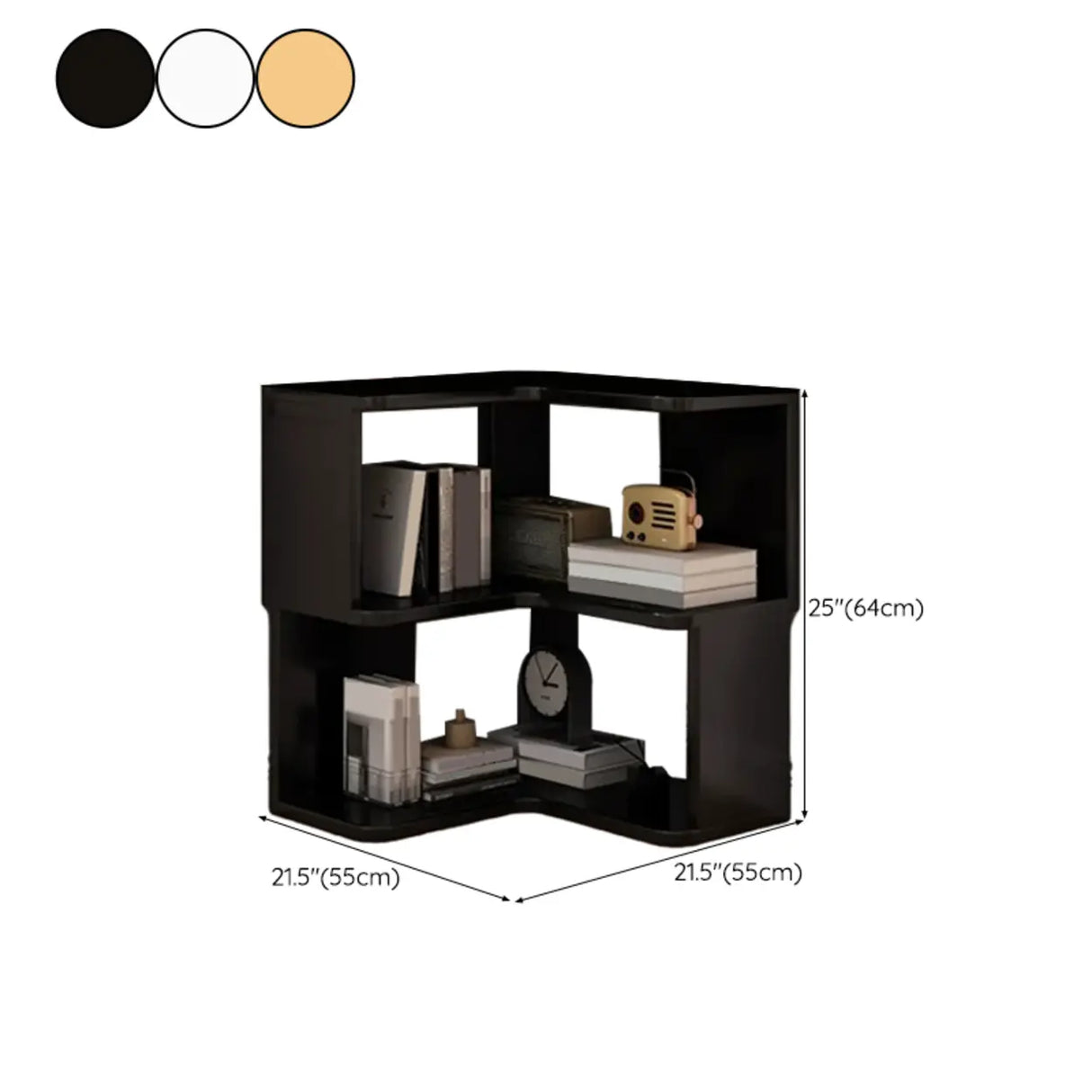 Modern Wood Vertical Standard Corner Storage Bookcase 