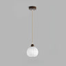 Modern Wood White Glass Round LED Pendant Light Image - 2