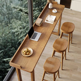 Modern Wooden Bar Table Set with 3 Stools for Home & Office Image - 4