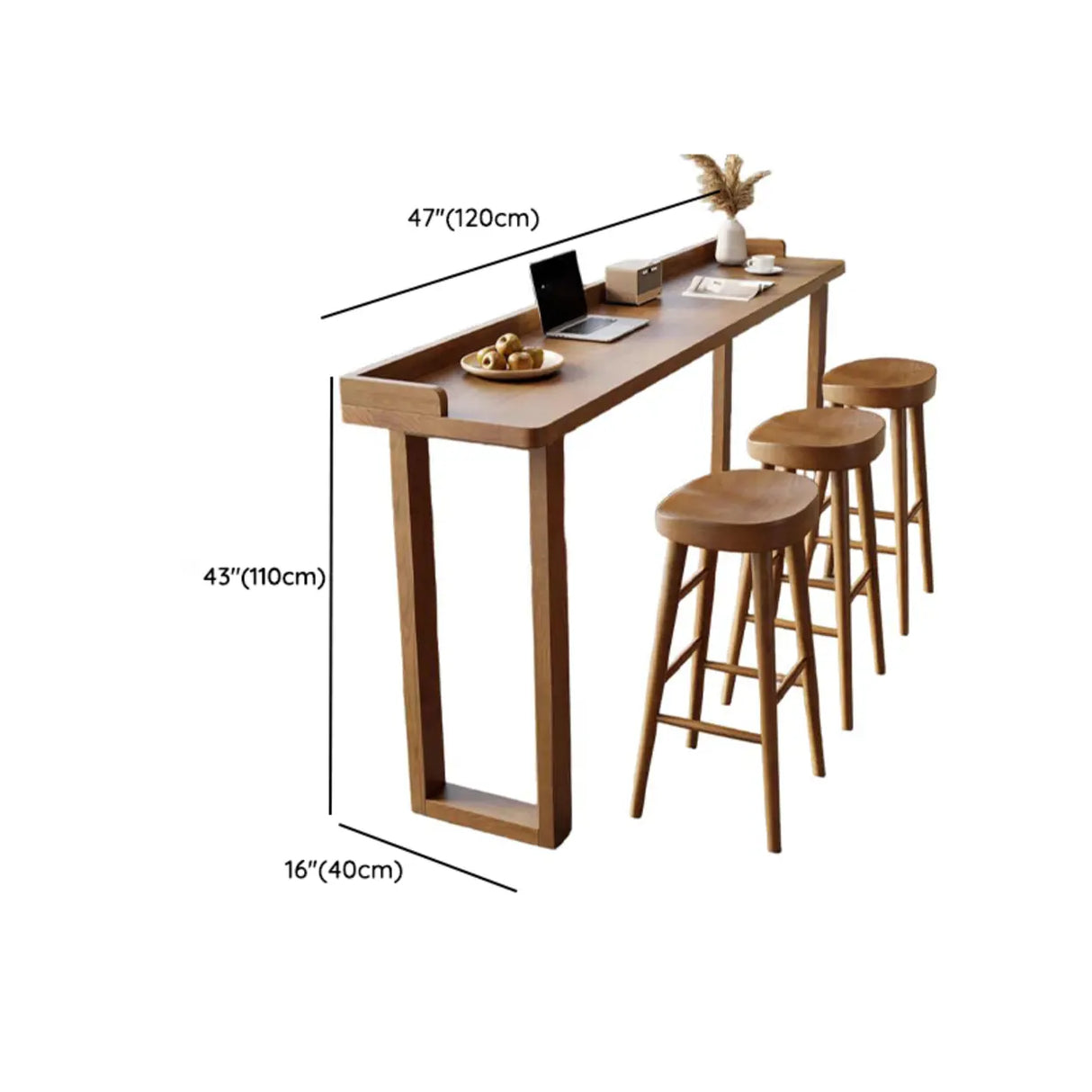 Modern Wooden Bar Table Set with 3 Stools for Home & Office 