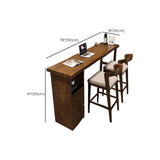 Modern Wooden Bar Table Set with Storage and High Stools #size