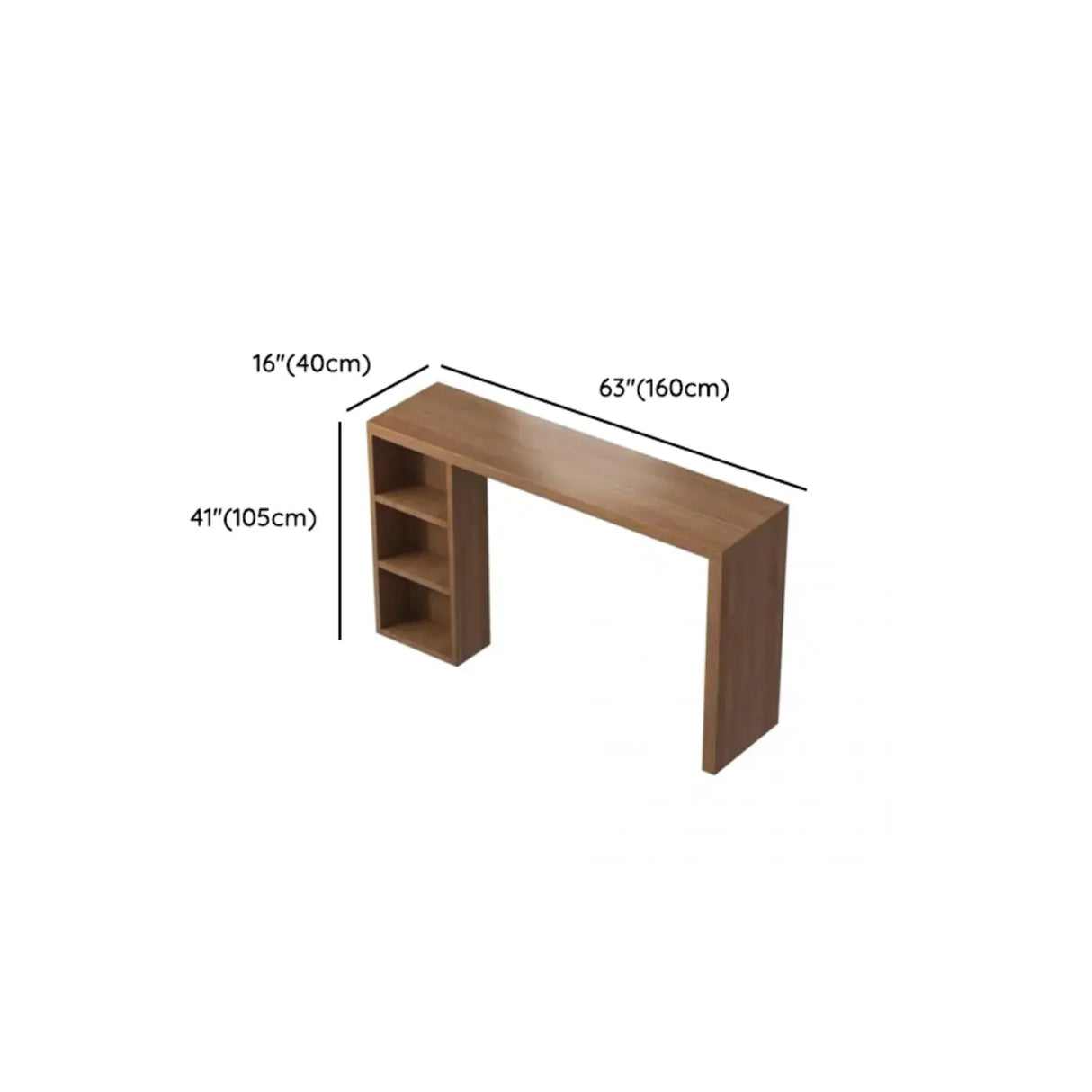 Modern Wooden Breakfast Bar Table with Storage Shelves Image - 12
