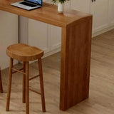 Modern Wooden Breakfast Bar Table with Storage Shelves Image - 8