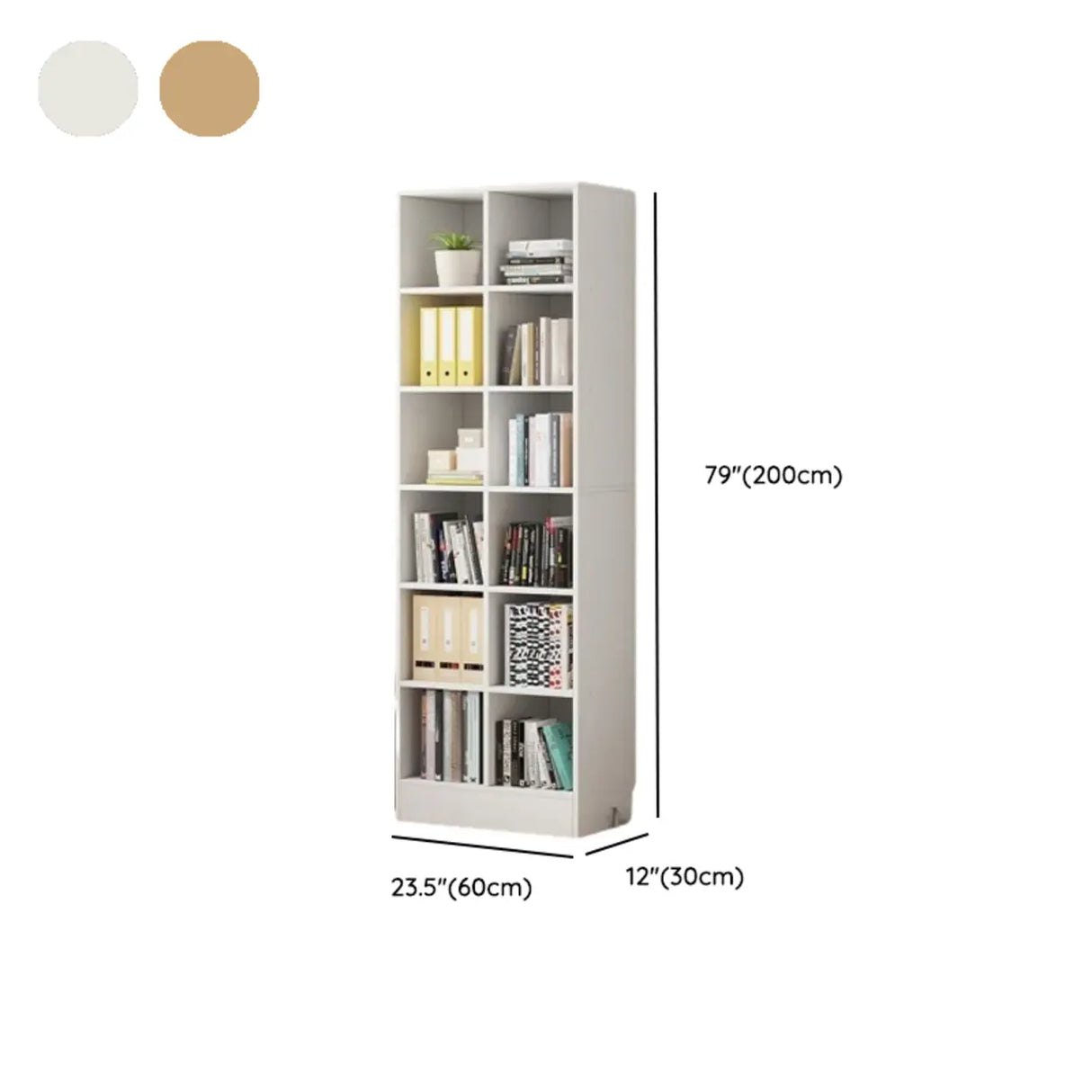 Modern Wooden Grid Design Oak Tall Library Bookcase Image - 19