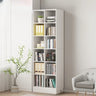 Modern Wooden Grid Design Oak Tall Library Bookcase Image - 2