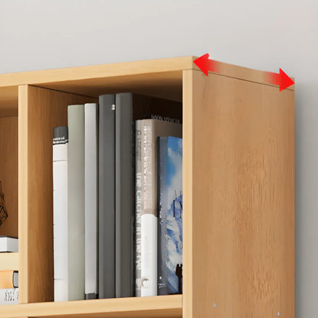 Modern Wooden Grid Design Oak Tall Library Bookcase Image - 6