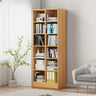 Modern Wooden Grid Design Oak Tall Library Bookcase Image - 7