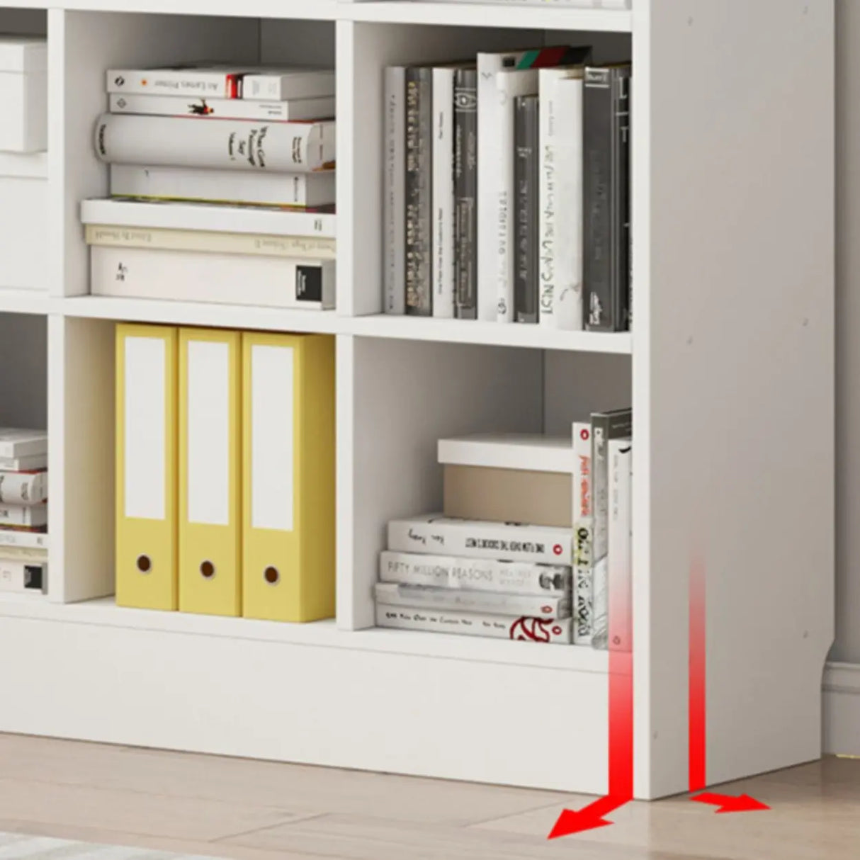 Modern Wooden Grid Design Oak Tall Library Bookcase Image - 10