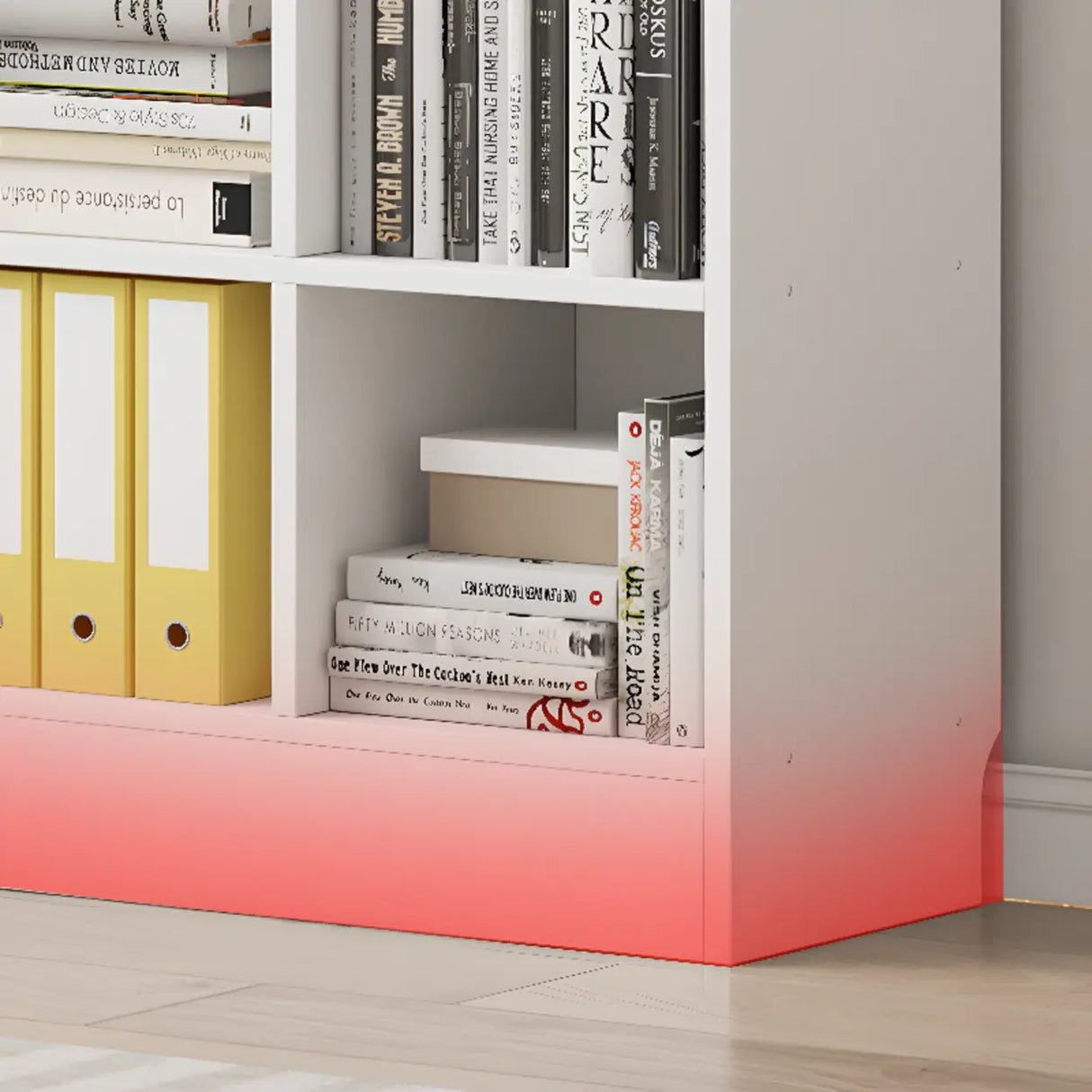 Modern Wooden Grid Design Oak Tall Library Bookcase Image - 11