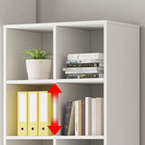 Modern Wooden Grid Design Oak Tall Library Bookcase Image - 12