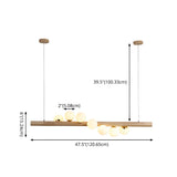 Modern Wooden Linear Pendant Light with Globe Bulbs 50W Image - 8