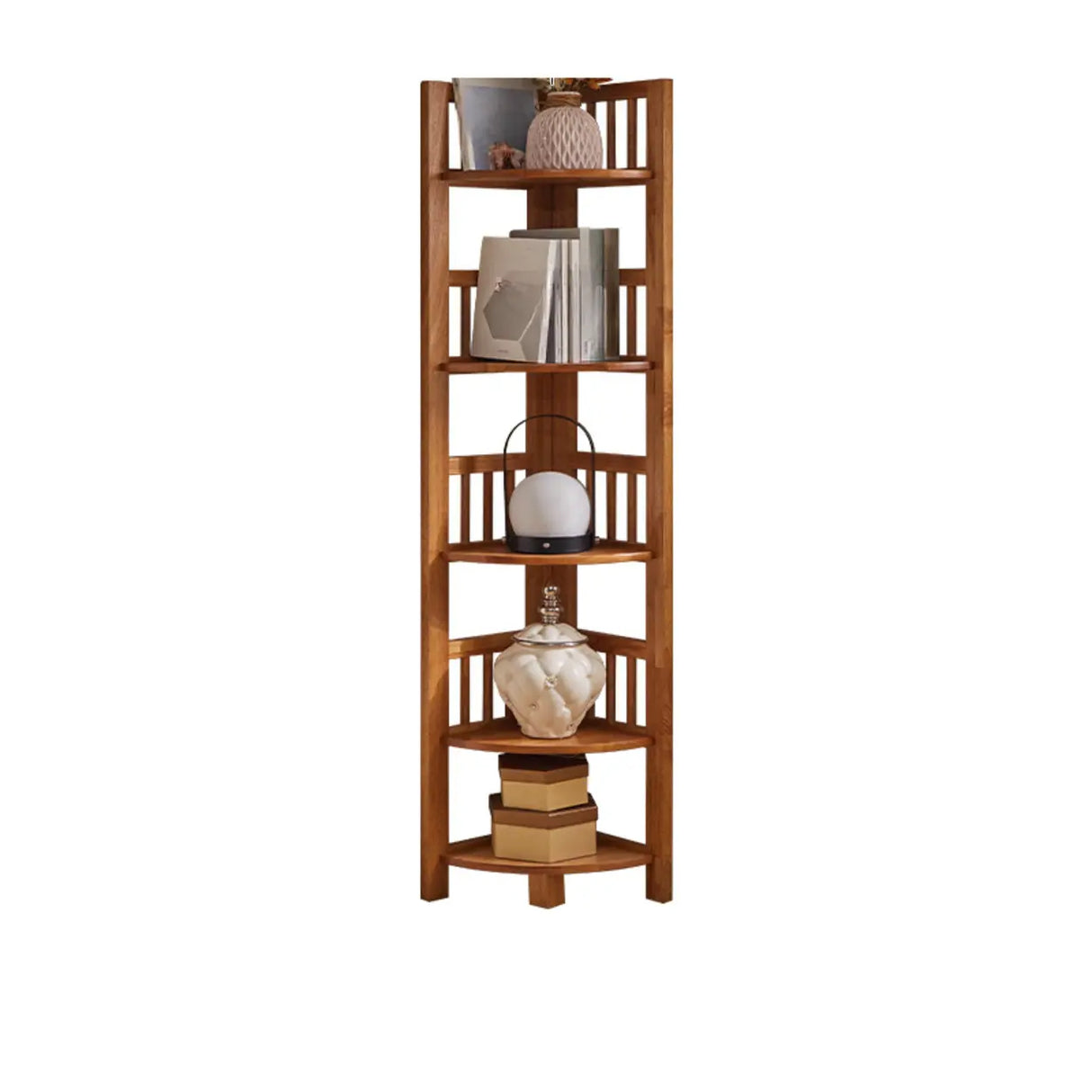 Modern Wooden Open-Back Corner Narrow Bookcase Black Image - 11