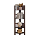 Modern Wooden Open-Back Corner Narrow Bookcase Black Image - 19