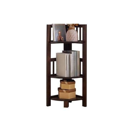 Modern Wooden Open-Back Corner Narrow Bookcase Black Image - 2