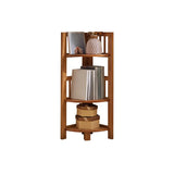 Modern Wooden Open-Back Corner Narrow Bookcase Black Image - 4