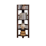 Modern Wooden Open-Back Corner Narrow Bookcase Black Image - 5