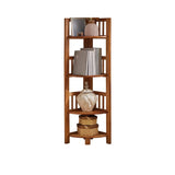Modern Wooden Open-Back Corner Narrow Bookcase Black Image - 7
