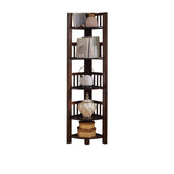 Modern Wooden Open-Back Corner Narrow Bookcase Black Image - 9