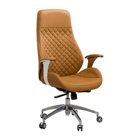 Modern Yellow Ergonomic Seat Swivel Leather Office Chair Image - 2