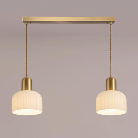 Modish 3-Light Ribbed Glass Dome Island Pendant Light Image - 2