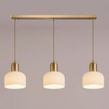 Modish 3-Light Ribbed Glass Dome Island Pendant Light Image - 3