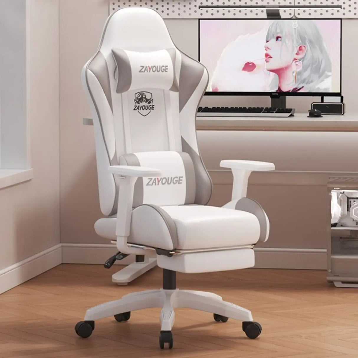 Modish Adjustable Black Ergonomic Leather Office Chair Image - 11