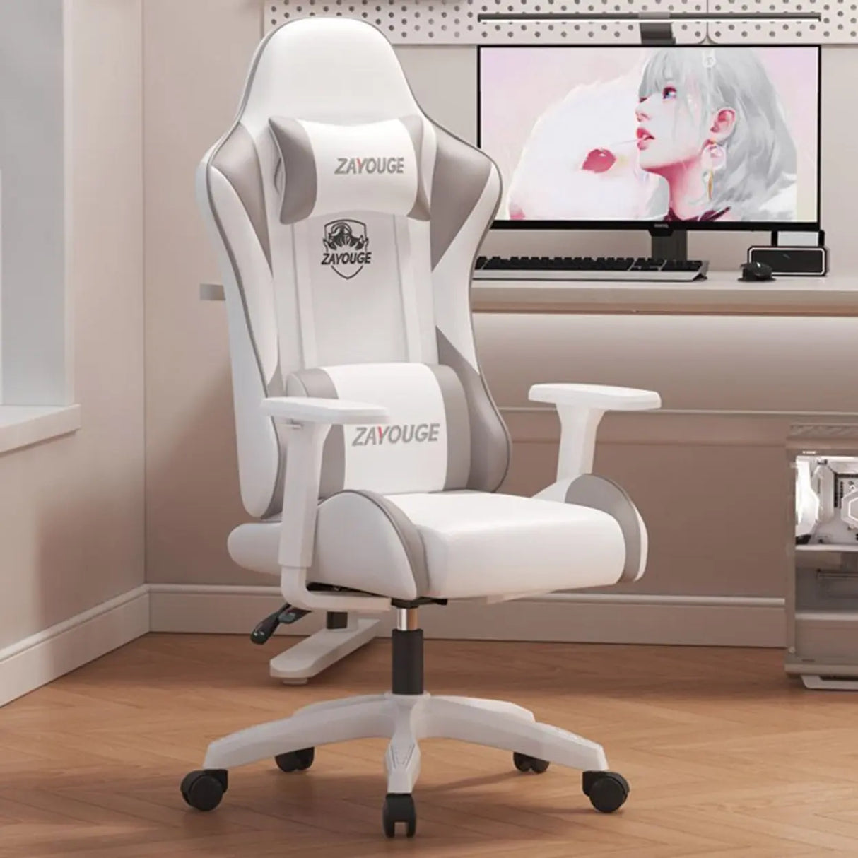 Modish Adjustable Black Ergonomic Leather Office Chair Image - 12