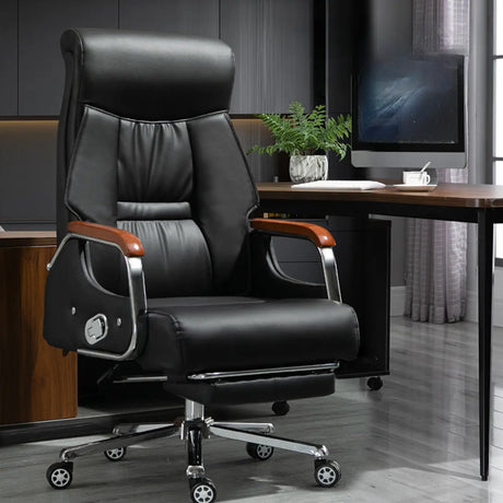 Modish Adjustable Executive Ergonomic Leather Office Chair Image - 1