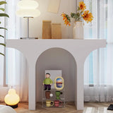 Modish Arch Base White Wood Rectangle Foyer Console Table Image - 1