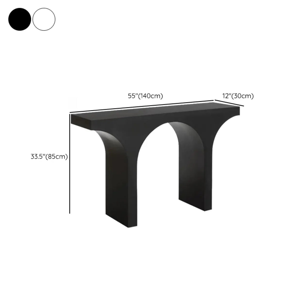 Modish Arch Base White Wood Rectangle Foyer Console Table Image - 11