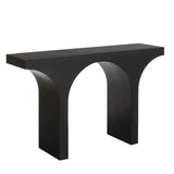 Modish Arch Base White Wood Rectangle Foyer Console Table Image - 2