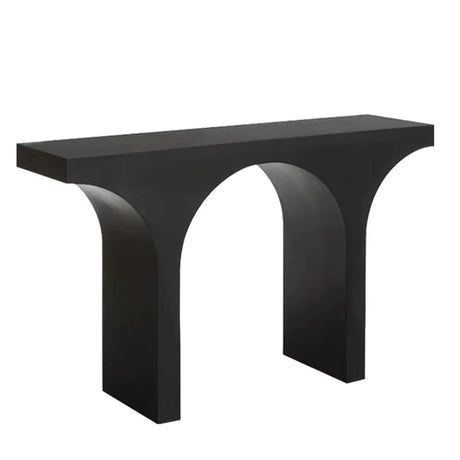 Modish Arch Base White Wood Rectangle Foyer Console Table Image - 2