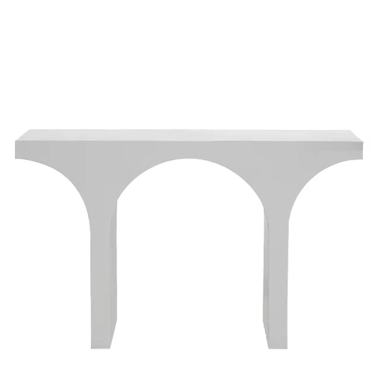 Modish Arch Base White Wood Rectangle Foyer Console Table Image - 3