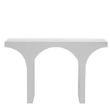 Modish Arch Base White Wood Rectangle Foyer Console Table Image - 3