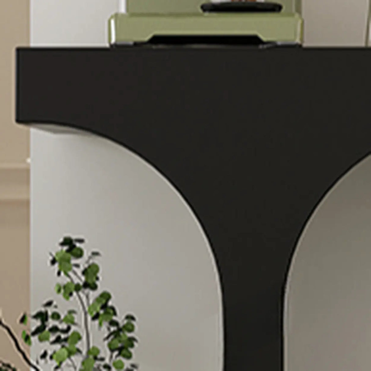 Modish Arch Base White Wood Rectangle Foyer Console Table Image - 7