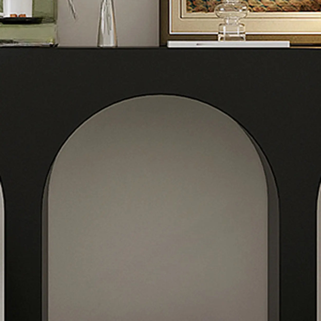 Modish Arch Base White Wood Rectangle Foyer Console Table Image - 8