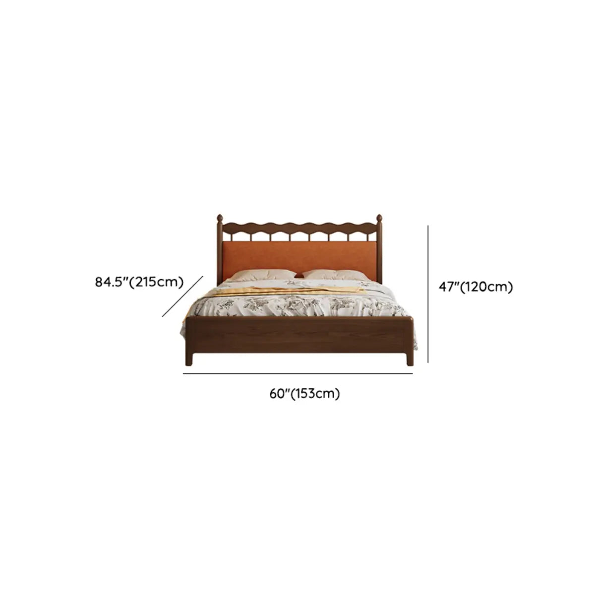 Modish Ash Wood Brown King Platform Bed with Headboard Image - 11