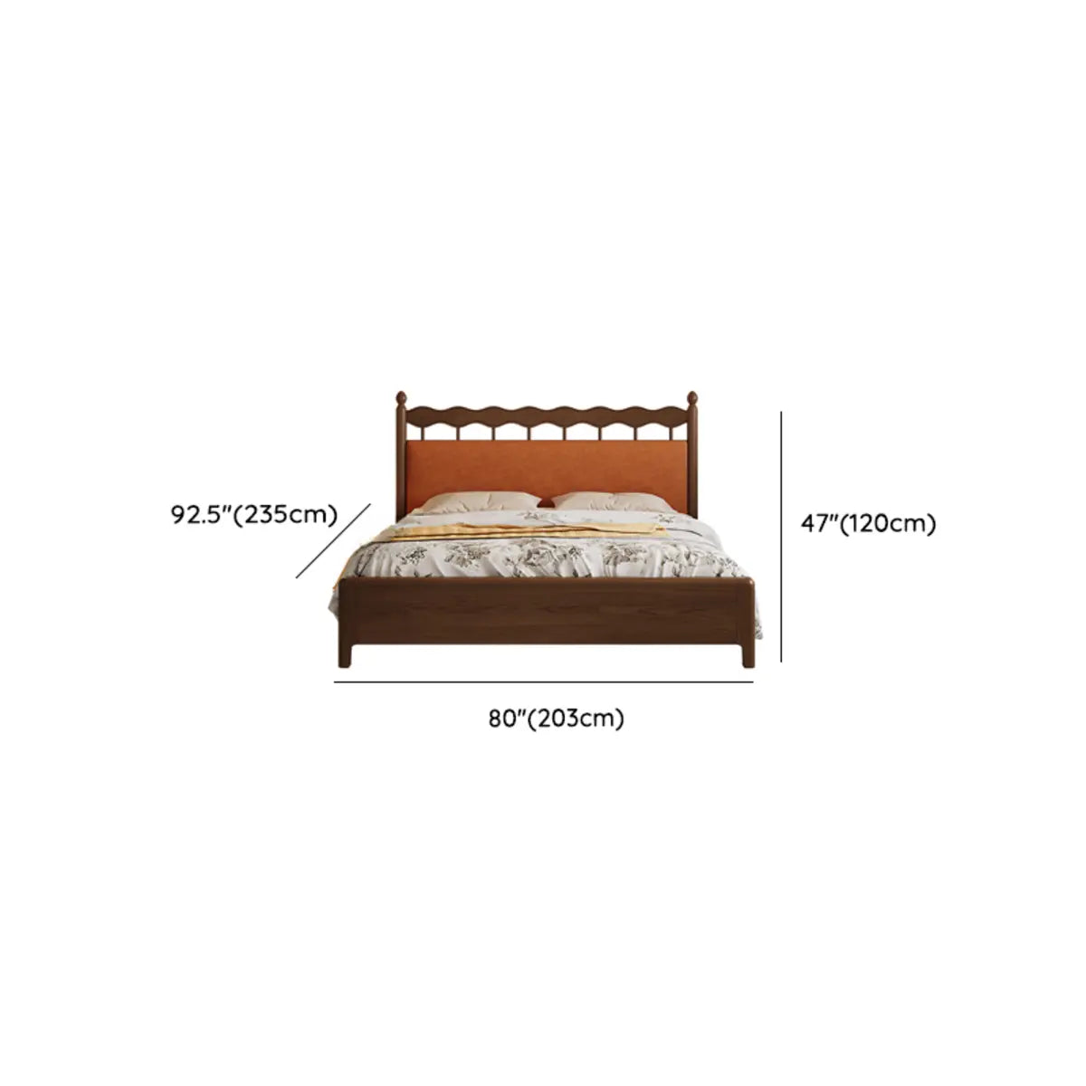 Modish Ash Wood Brown King Platform Bed with Headboard Image - 13