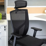 Modish Black Adjustable Fixed Arms Ergonomic Office Chair Image - 11