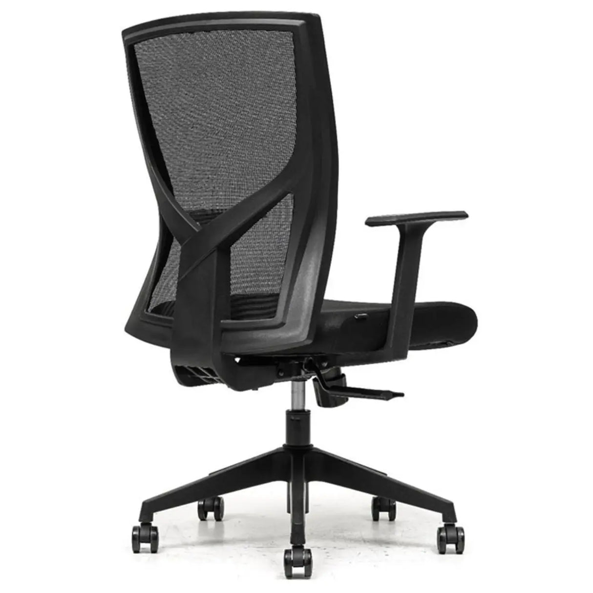 Modish Black Adjustable Fixed Arms Ergonomic Office Chair Image - 13