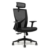 Modish Black Adjustable Fixed Arms Ergonomic Office Chair Image - 2