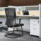 Modish Black Adjustable Fixed Arms Ergonomic Office Chair Image - 4