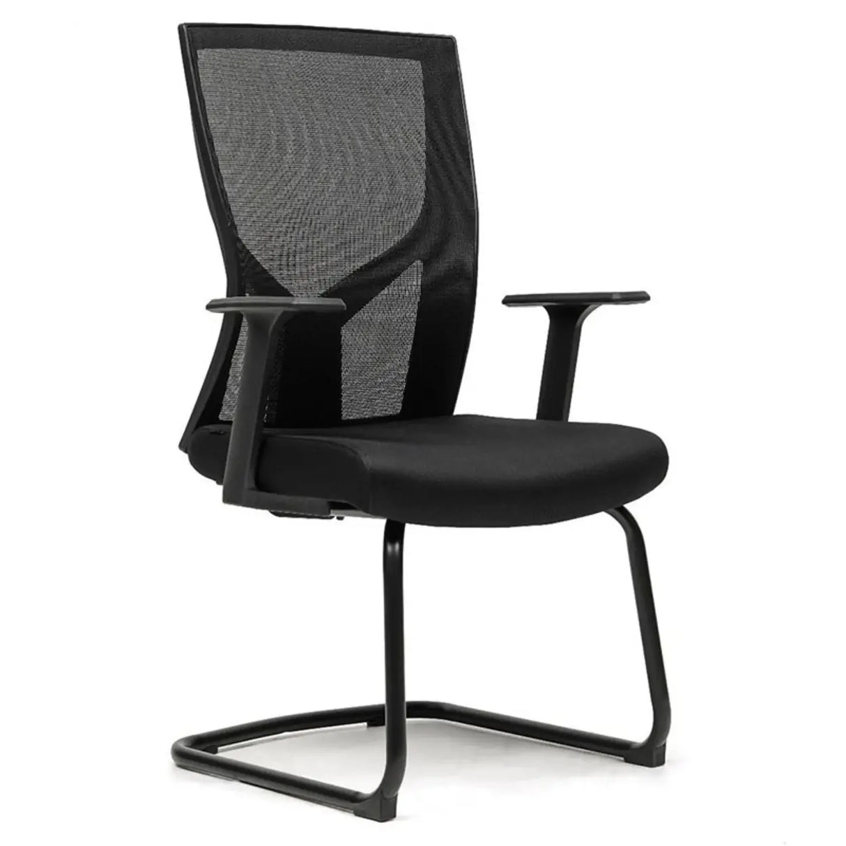 Modish Black Adjustable Fixed Arms Ergonomic Office Chair Image - 8