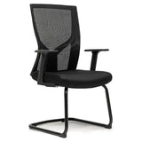 Modish Black Adjustable Fixed Arms Ergonomic Office Chair Image - 8