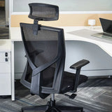 Modish Black Adjustable Fixed Arms Ergonomic Office Chair Image - 9