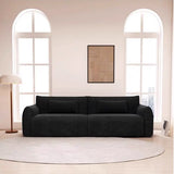 Modish Black Chenille Square Arm Pillow Back Sofa Image - 3