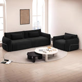 Modish Black Chenille Square Arm Pillow Back Sofa Image - 4