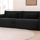 Modish Black Chenille Square Arm Pillow Back Sofa Image - 5
